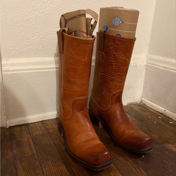 Frye Women's Brown Leather Cowboy Boots - Picture 2 of 7